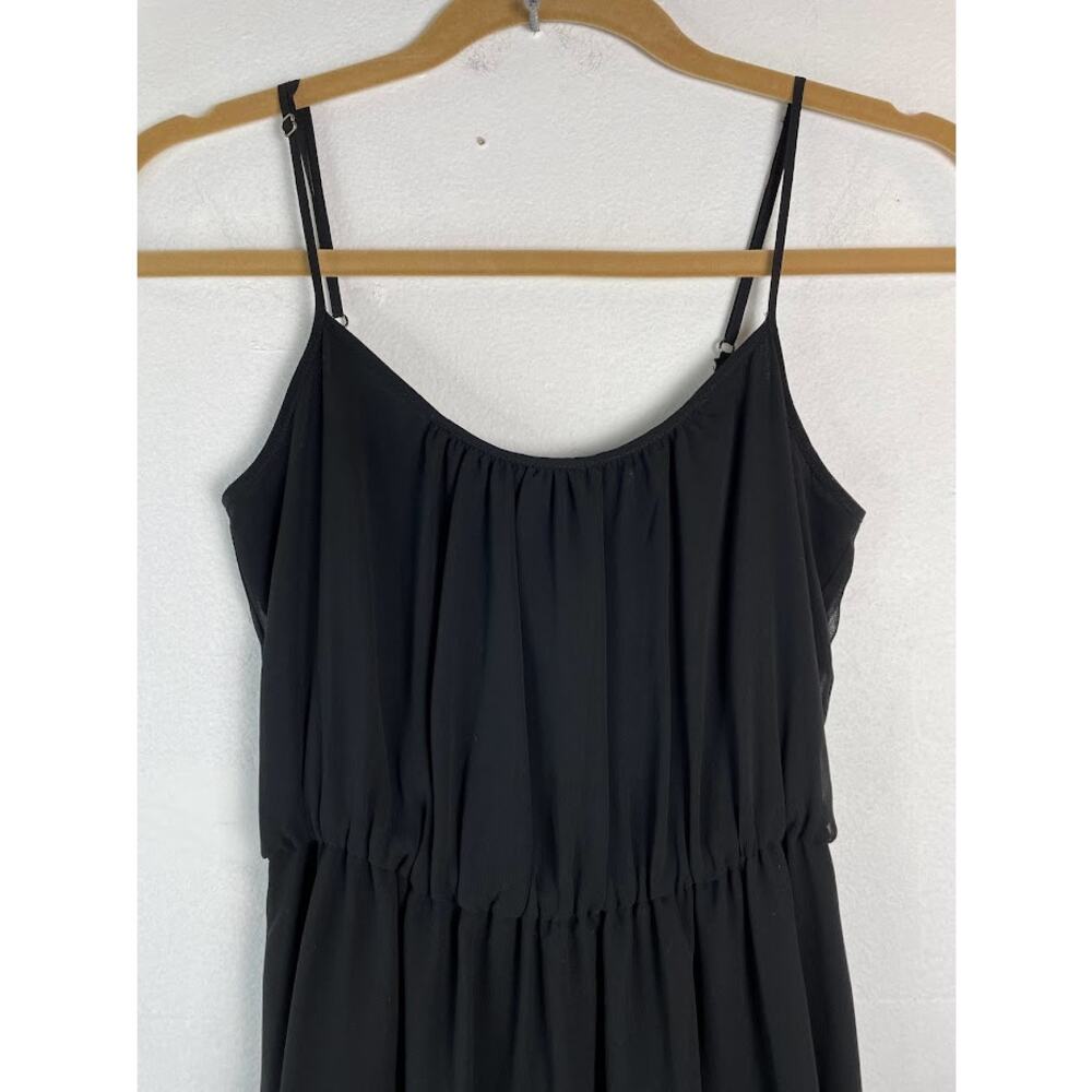 Banana Republic Chiffon Dress Womens Size 0 Patio Black High‎ Low Hem Slip Gown - Picture 4 of 11